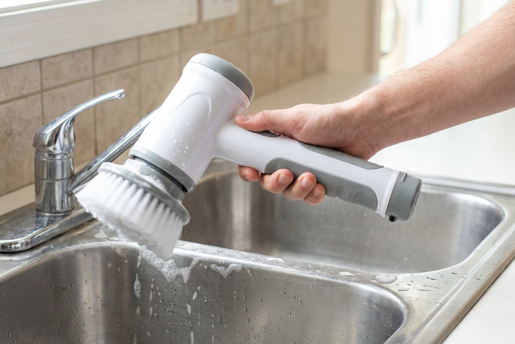 5-in-1 Electric Spin Scrubber with 5 Replaceable Heads - Ultimate Handheld Kitchen Cleaning Brush