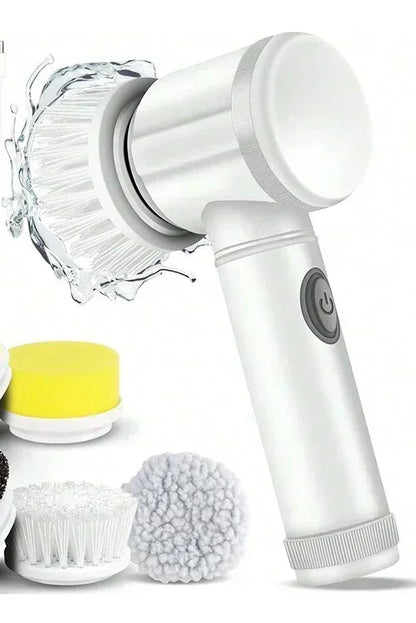 Electric Spin Scrubber 5 in 1 Electric Cleaning Brush Bathroom Cleaning Brush with 5 Replaceable Heads, Handheld Cleaning Brush